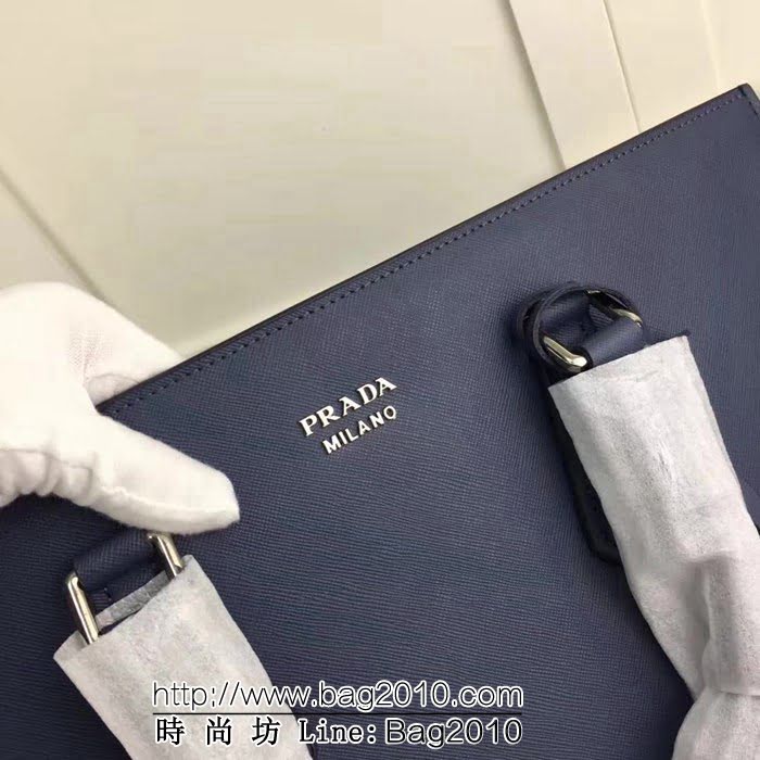 普拉達PRADA原單 2VG011-2FA寶藍 原單十字紋 PRADA男士商務公事包 PHY1492